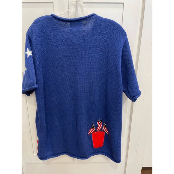 VTG  The Quacker Factory patriotic sweater 4th of July Large short sleeve - Picture 2 of 10